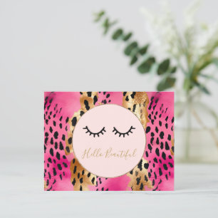 Carte Postale Eyelashes Girls rose Glam Black Gold Leopard