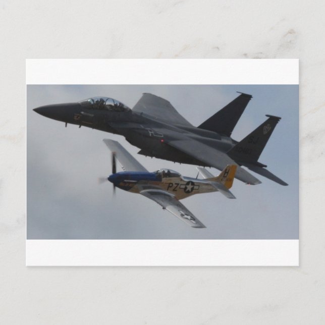 CARTE POSTALE F-15 EAGLE + P-51 MUSTANG (Devant)