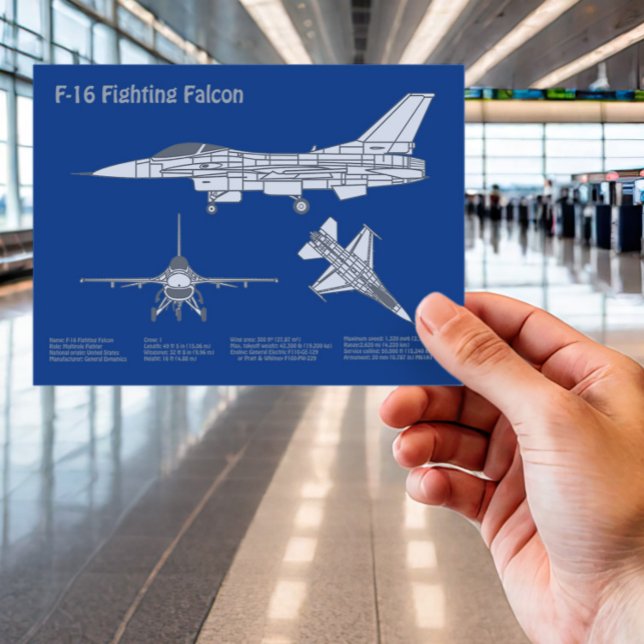 Carte Postale F-16 Faucon de combat - Plan directeur de l'avion  (Créateur téléchargé)