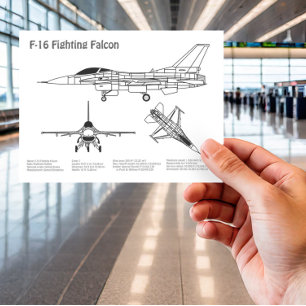 Carte Postale F-16 Faucon de combat - Plan directeur de l'avion