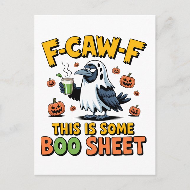 Carte Postale F-Caw-F C'Est Une Feuille De Boo Drôle Éffrayant (Devant)