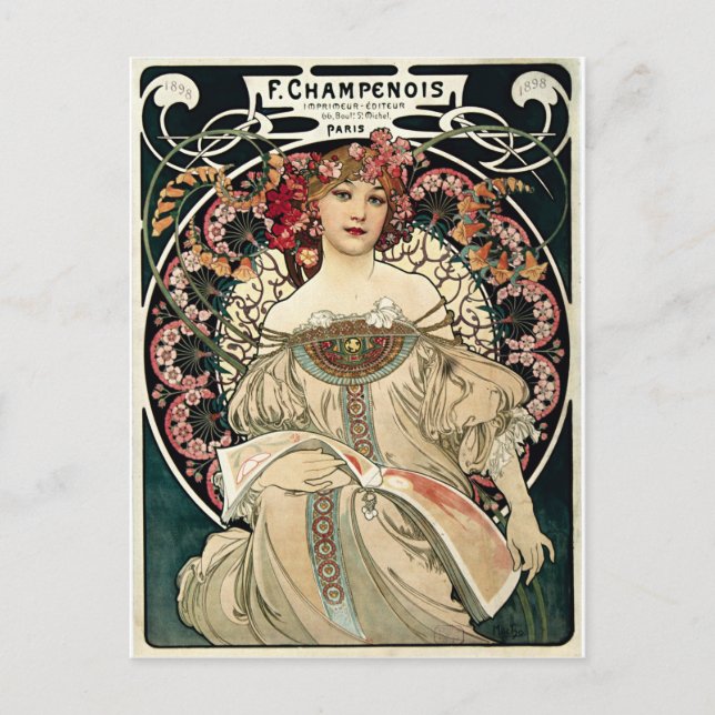 Carte Postale F. Champenois par Alphonse Mucha (Devant)