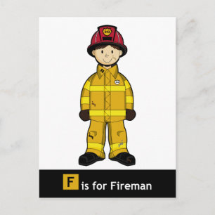 Carte Postale F est pour Fireman Postcard