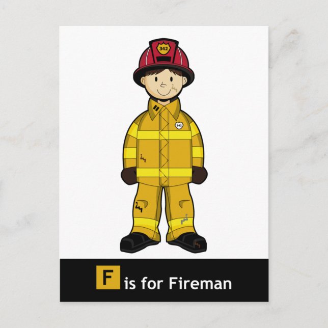 Carte Postale F est pour Fireman Postcard (Devant)