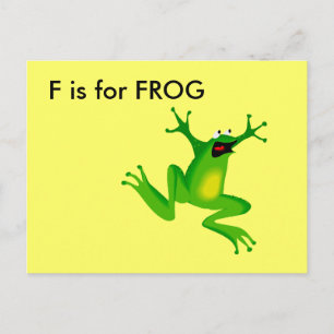 Carte Postale "F" est pour Frog Alphabet Flashcard
