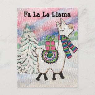 Carte Postale Fa La La Llama Noël Whimsical