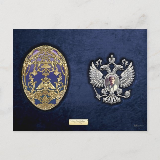 Carte Postale Faberge Oeuf Tsarevich avec Surprise sur Velours B (Devant)