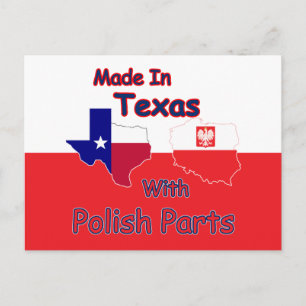 Carte Postale Fabriqué Au Texas Avec Pièces Polonaises