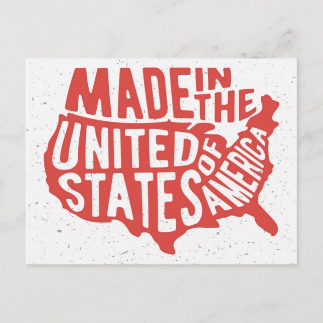 Carte Postale Fabriqué aux Etats-Unis d'Amérique Typographie (Devant)