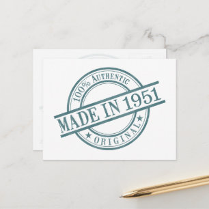 Carte Postale Fabriqué en 1951 Logo de tampon en caoutchouc rond