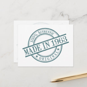 Carte Postale Fabriqué en 1963 Logo de tampon en caoutchouc rond