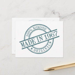 Carte Postale Fabriqué en 1967 Logo de tampon en caoutchouc rond