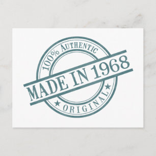 Carte Postale Fabriqué en 1968 Logo de tampon en caoutchouc rond
