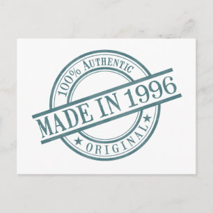 Carte Postale Fabriqué en 1996 Logo de tampon en caoutchouc rond