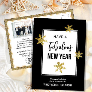 Carte Postale Fabuleux Nouvel An Festif Gold Snowflakes Photo