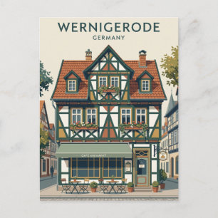 Carte Postale façade de café Wernigerode Allemagne
