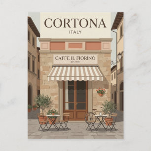 Carte Postale Façade du Café Cortona Italie