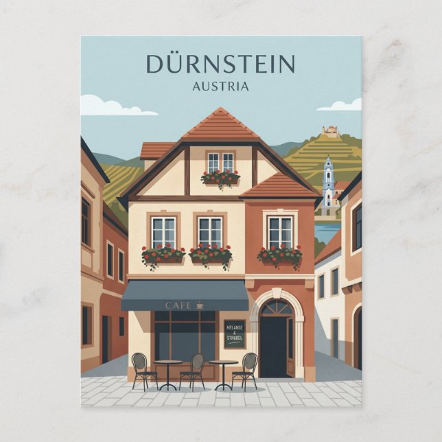 Carte Postale Façade du café de Dürnstein Autriche (Devant)