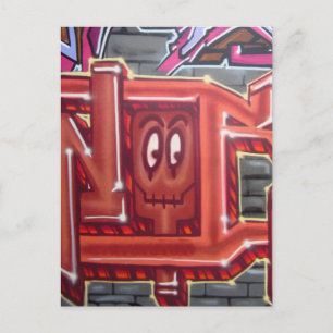 Carte Postale Face de graffiti rouge