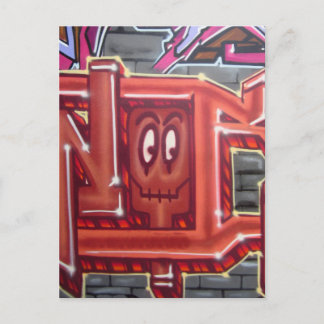 Carte Postale Face de graffiti rouge