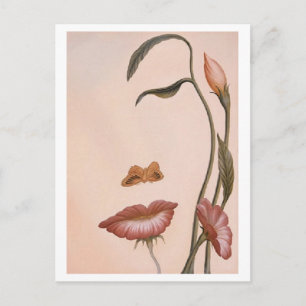 Carte postale face profil de conception de fleurs