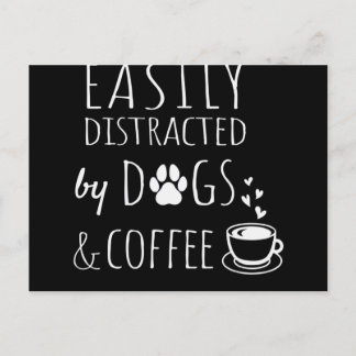 Carte Postale Facilement Distrait Par Chiens Et Café