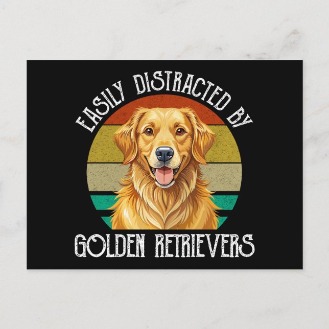 Carte Postale Facilement Distrait Par Les Golden Retrievers (Devant)