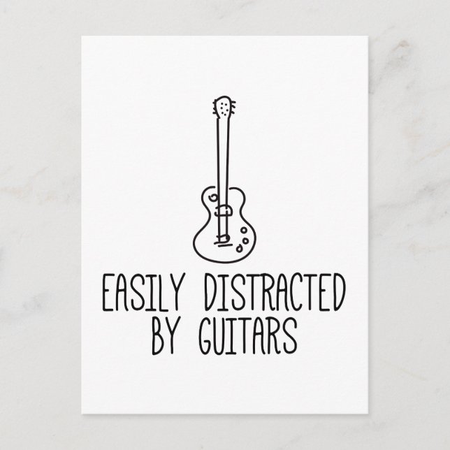 Carte Postale Facilement Distrait Par Les Guitares (Devant)
