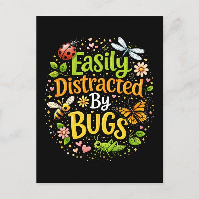 Carte Postale Facilement distrait par les insectes (Devant)