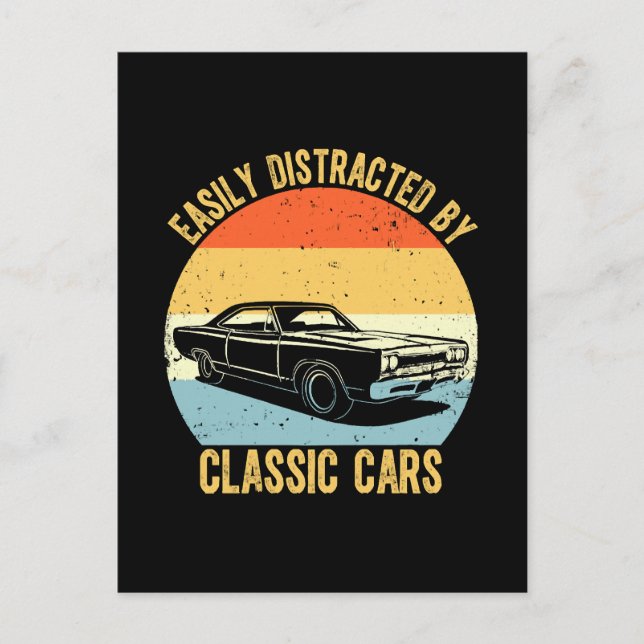 Carte Postale Facilement distrait par les voitures classiques (Devant)