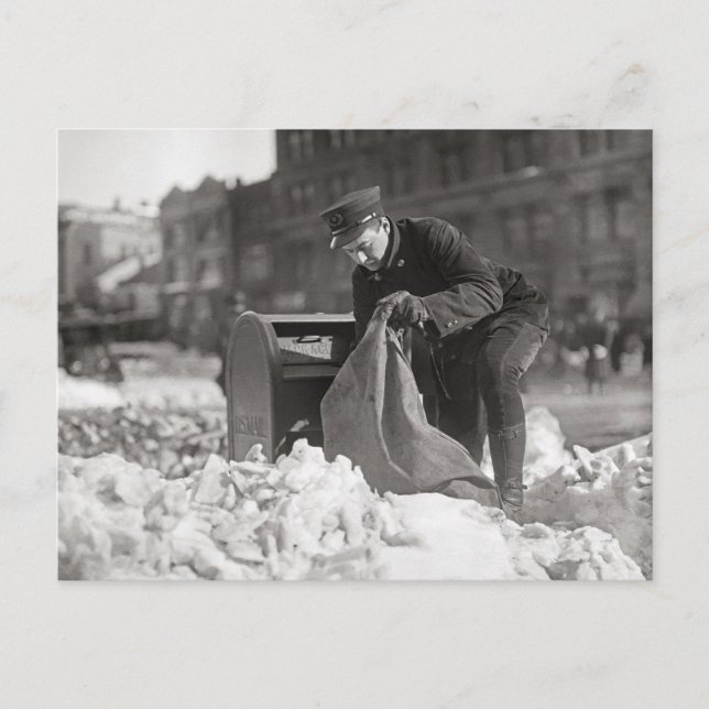Carte Postale Facteur dans la neige, 1922 (Devant)