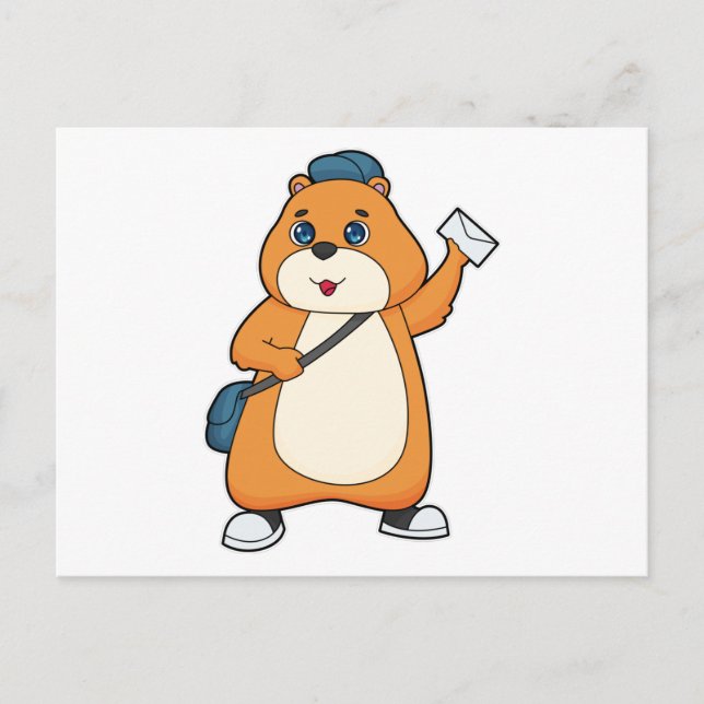 Carte Postale Facteur hamster lettre (Devant)