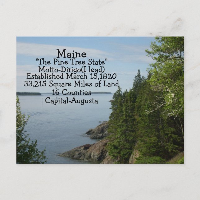 Carte Postale Facts of Maine Postcard (Devant)