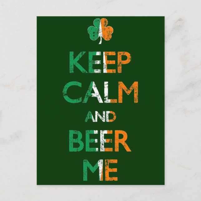 Carte Postale Faded Keep Calm And Beer Me St Patrick's Day (Devant)