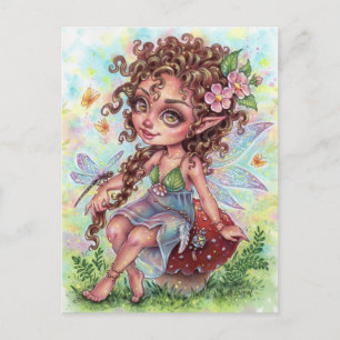 Carte postale Fae Darling Fairy Champagne Dragonfl