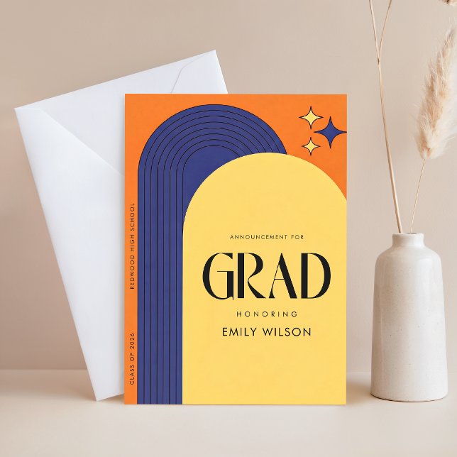 Carte Postale Faire Annonce de Remise de Diplômes Script Rétro É (Créateur téléchargé)