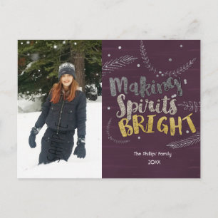 Carte Postale Faire briller les esprits Feuilles d'argent Rustiq