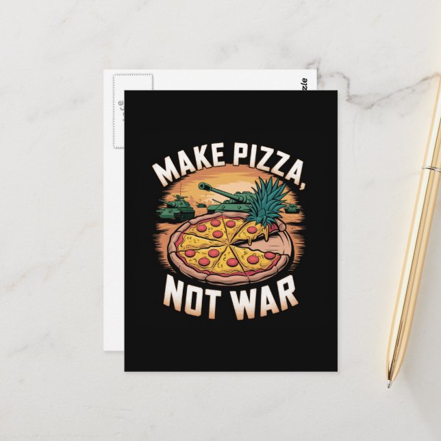 Carte Postale Faire de la pizza pas la guerre (Devant/Arrière en situation)