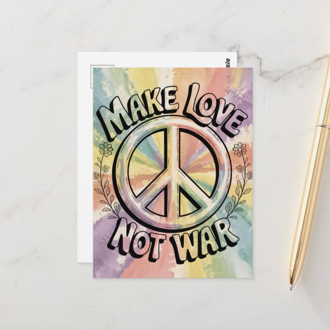 Carte Postale Faire de l'amour pas la guerre (Devant/Arrière en situation)