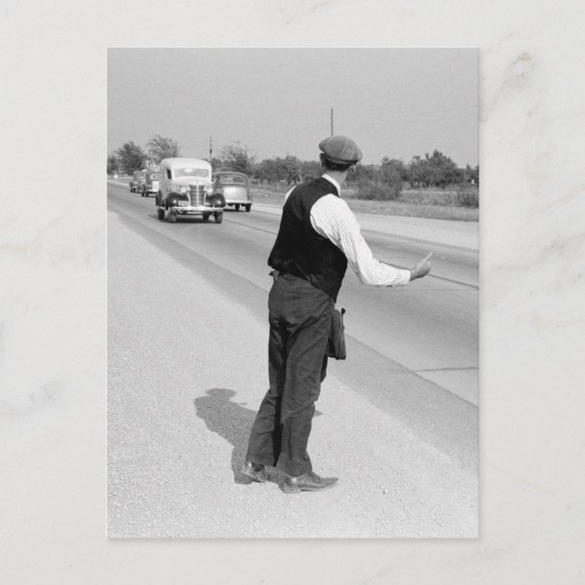 Carte Postale Faire de l'auto-stop, 1939 (Devant)
