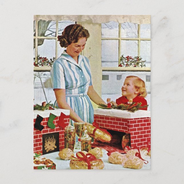 Carte Postale Faire des biscuits de Noël avec ma maman Photo (Devant)
