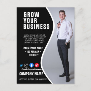 Carte Postale faire grandir BUSINESS logo personnalisé flyer Pos