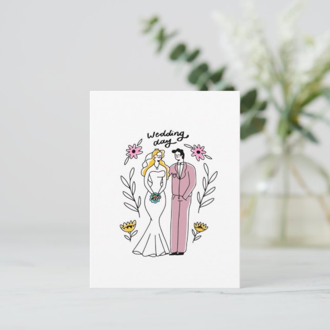 Carte Postale Faire invitation de "Jour de Mariage" - Artistique (Debout devant)
