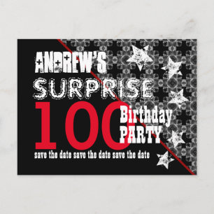 Carte Postale Faire-part 100e Anniversaire Surprise Enregistrez la Date en