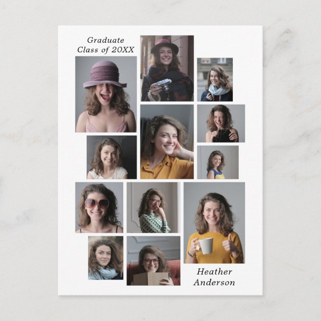 Carte Postale Faire-part 12 Photo Collage Nom Du Diplôme Classe De 2023 (Devant)