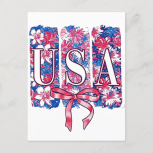 Carte Postale Faire-part 1776 Amérique 4 juillet USA Floral Fleurs