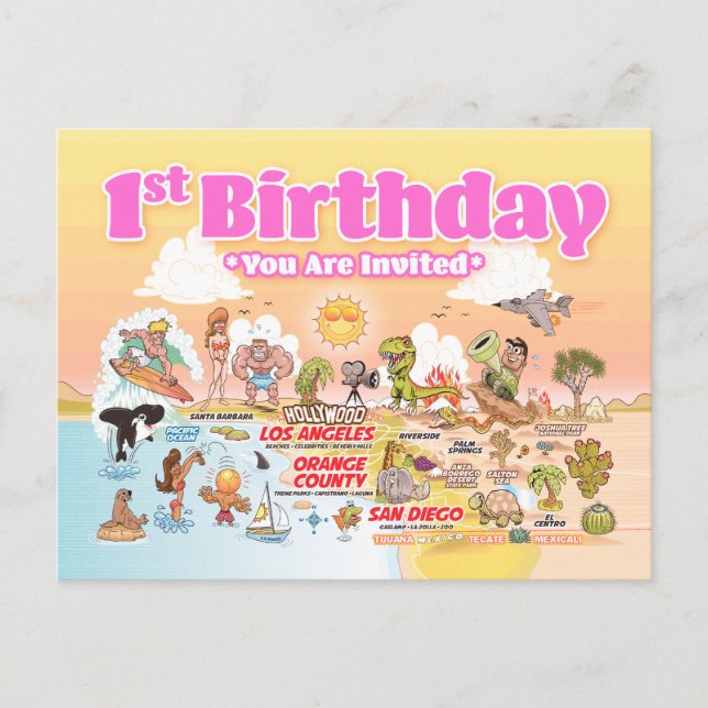 Carte Postale Faire-part 1er anniversaire SoCal (Devant)