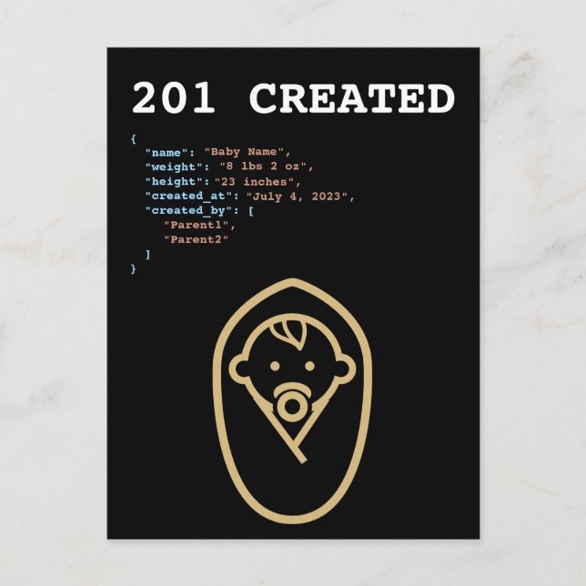 Carte Postale Faire-part 201 Création de l'état HTTP bébé né (Devant)