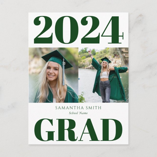 Carte Postale Faire-part 2022 Green Modern Simple Typography 2 Photo Grad (Devant)