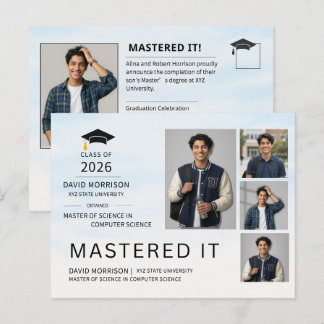 Carte Postale Faire-part 2026 Modern Photo Graduation Announcement Postcard
